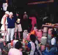 Looking at handmade baskets in the crafts market in Oaxaca